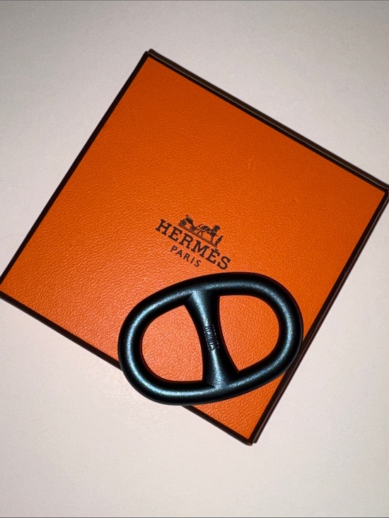 Hermes Accessories - Hermès Scarf Ring Chaine d'Ancre w/ Box Metallic Blue SOLD OUT Rare